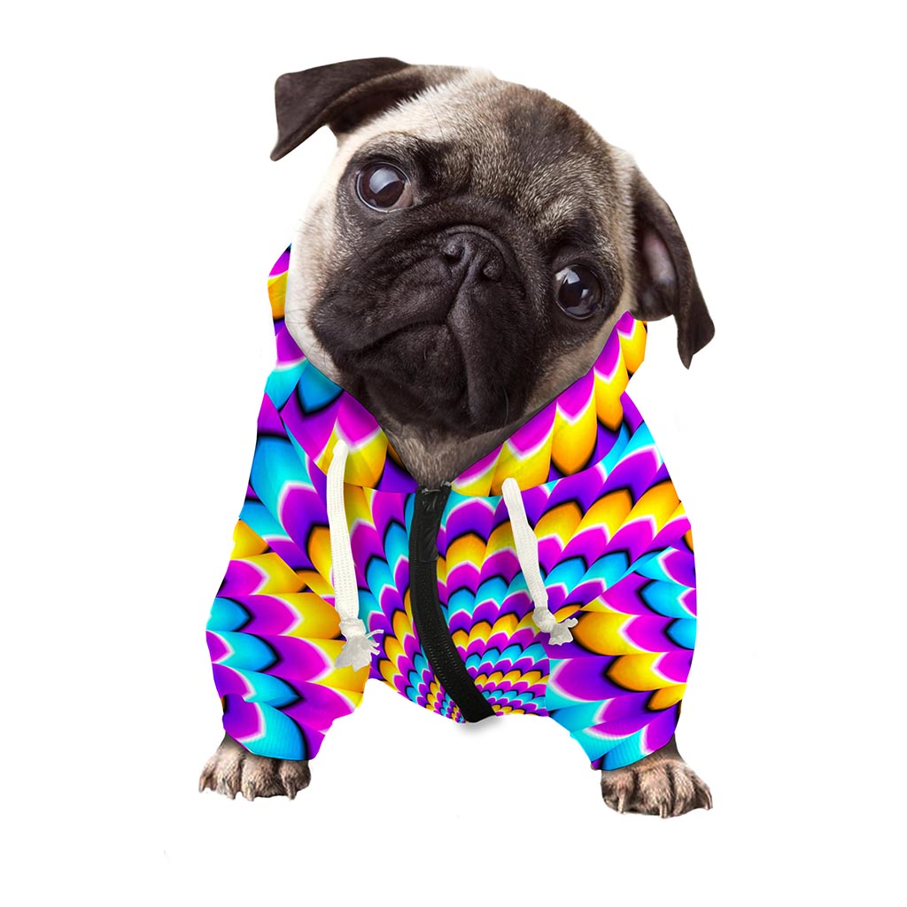 Spiral Colors Moving Optical Illusion Dog Zip Up Hoodie