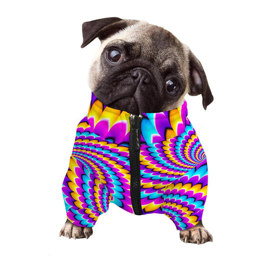 Spiral Colors Moving Optical Illusion Dog Zip Up Jacket