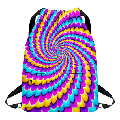 Spiral Colors Moving Optical Illusion Drawstring Backpack