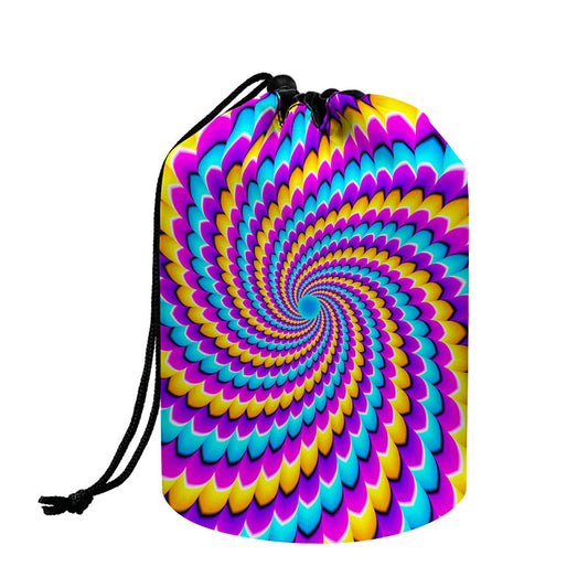 Spiral Colors Moving Optical Illusion Drawstring Makeup Bag