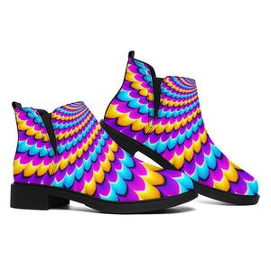 Spiral Colors Moving Optical Illusion Flat Ankle Boots