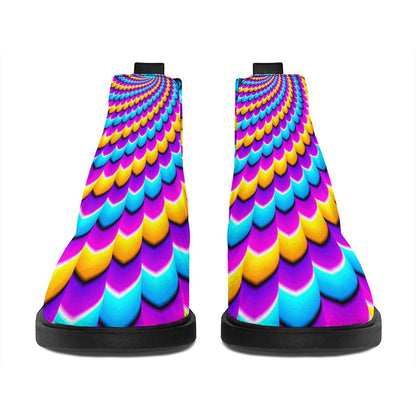 Spiral Colors Moving Optical Illusion Flat Ankle Boots