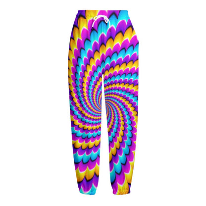 Spiral Colors Moving Optical Illusion Fleece Lined Knit Pants