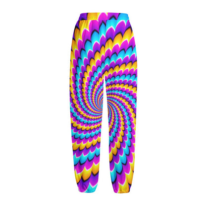 Spiral Colors Moving Optical Illusion Fleece Lined Knit Pants