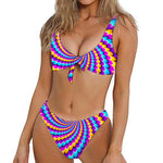 Spiral Colors Moving Optical Illusion Front Bow Tie Bikini