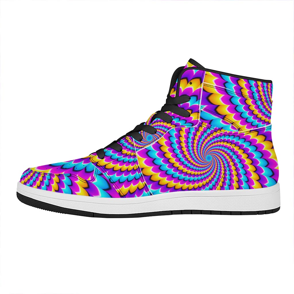 Spiral Colors Moving Optical Illusion High Top Leather Sneakers