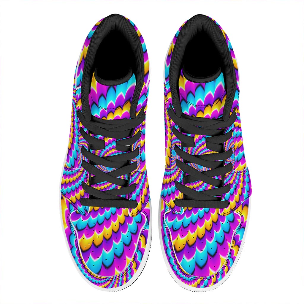 Spiral Colors Moving Optical Illusion High Top Leather Sneakers