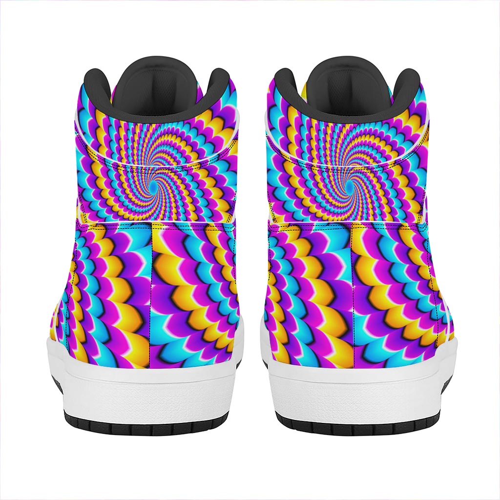 Spiral Colors Moving Optical Illusion High Top Leather Sneakers