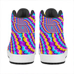 Spiral Colors Moving Optical Illusion High Top Leather Sneakers
