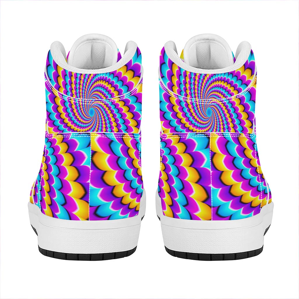 Spiral Colors Moving Optical Illusion High Top Leather Sneakers