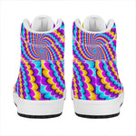 Spiral Colors Moving Optical Illusion High Top Leather Sneakers