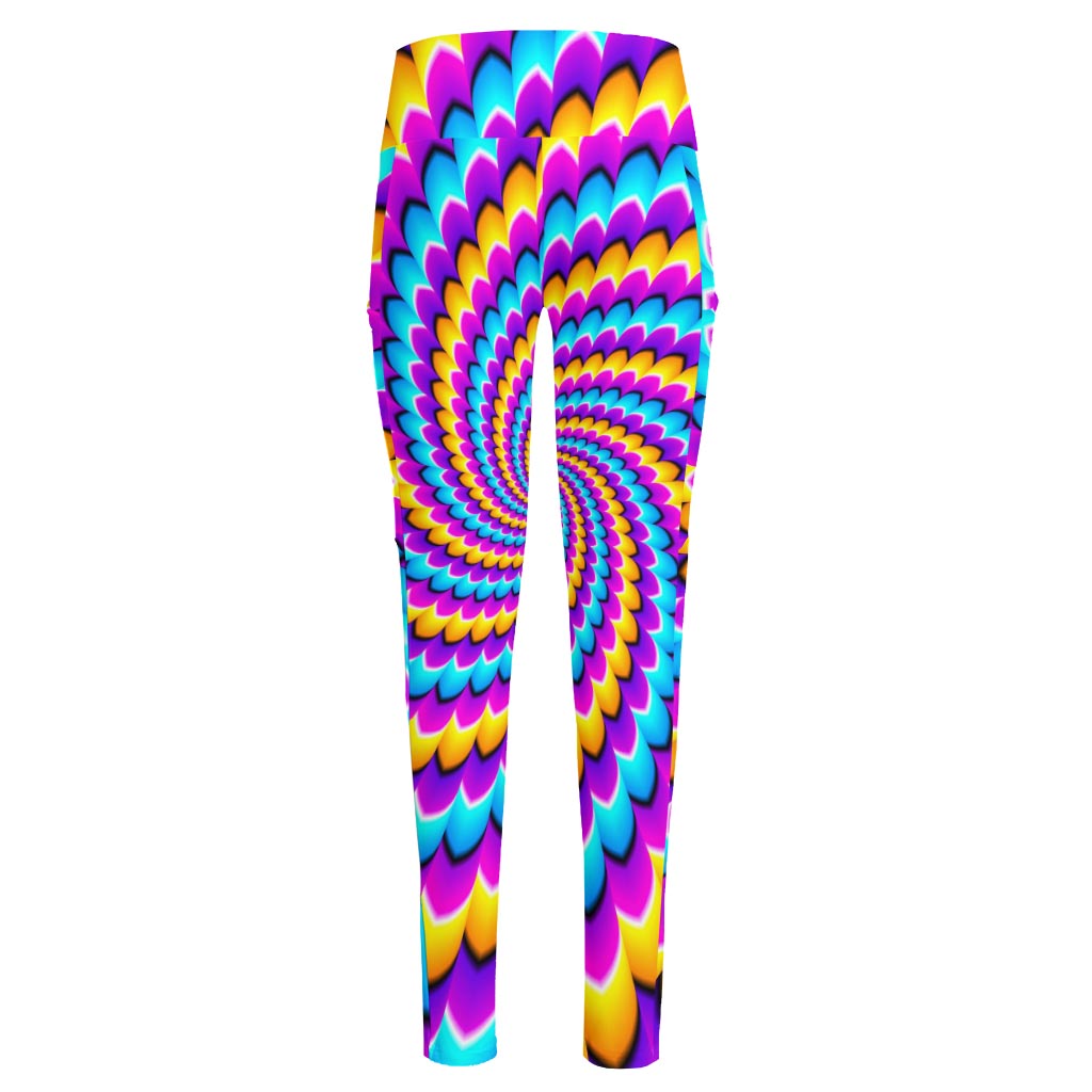 Spiral Colors Moving Optical Illusion High-Waisted Pocket Leggings