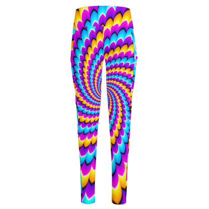 Spiral Colors Moving Optical Illusion High-Waisted Pocket Leggings