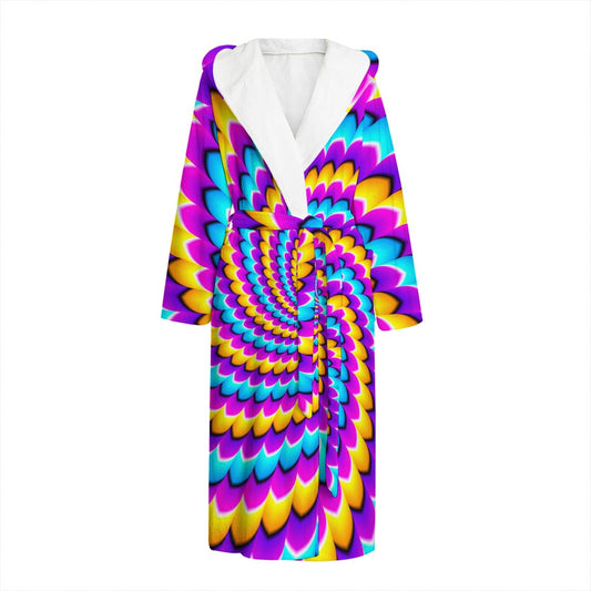 Spiral Colors Moving Optical Illusion Hooded Bathrobe