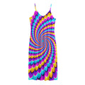 Spiral Colors Moving Optical Illusion Jersey Midi Cami Dress