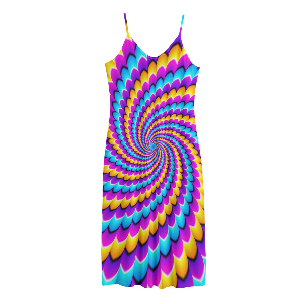 Spiral Colors Moving Optical Illusion Jersey Midi Cami Dress
