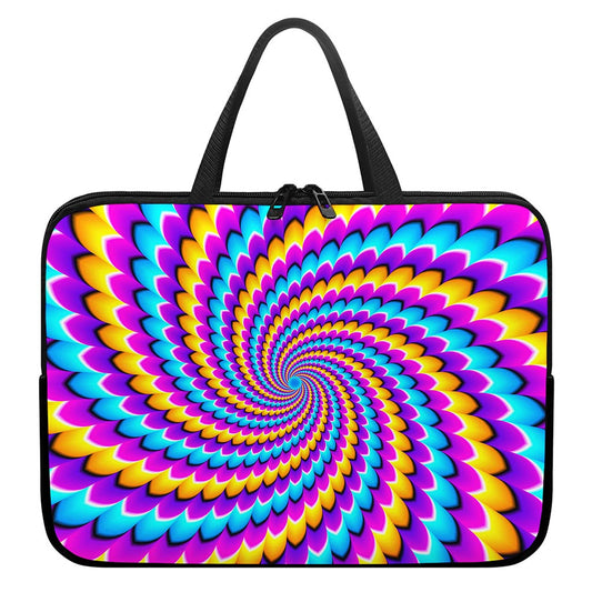 Spiral Colors Moving Optical Illusion Laptop Sleeve With Handle