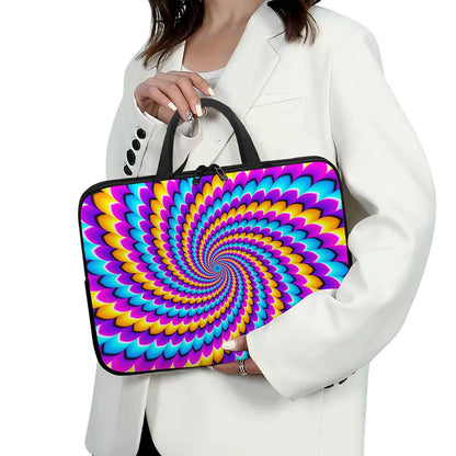Spiral Colors Moving Optical Illusion Laptop Sleeve With Handle