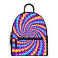 Spiral Colors Moving Optical Illusion Leather Backpack