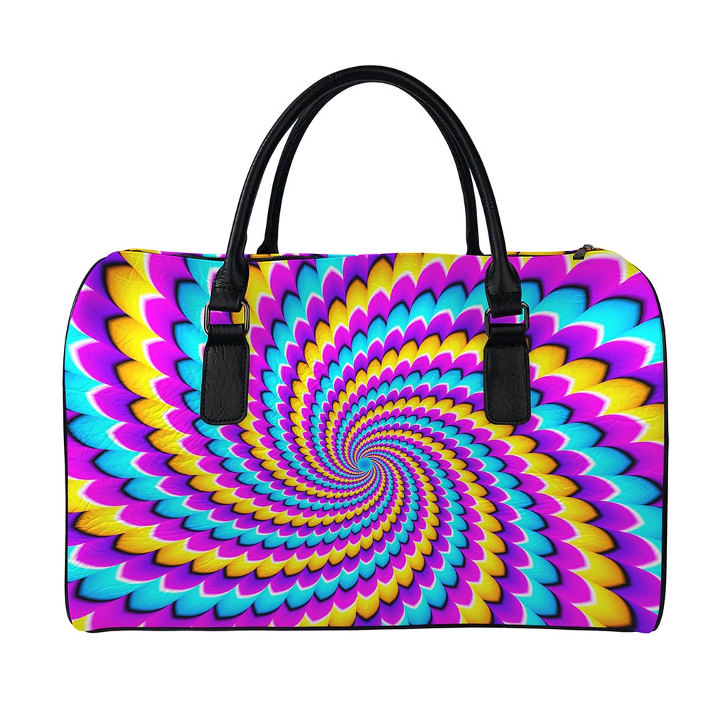 Spiral Colors Moving Optical Illusion Leather Duffle Bag