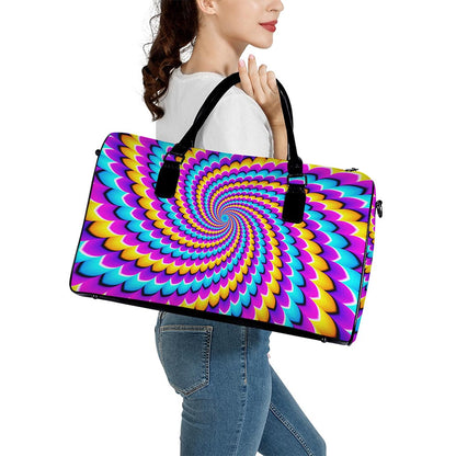 Spiral Colors Moving Optical Illusion Leather Duffle Bag