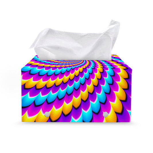 Spiral Colors Moving Optical Illusion Leather Tissue Box Cover