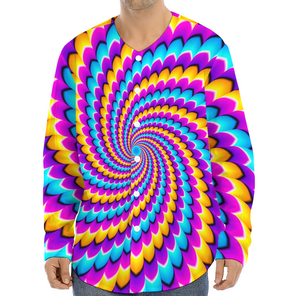 Spiral Colors Moving Optical Illusion Long Sleeve Baseball Jersey