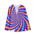 Spiral Colors Moving Optical Illusion Long Sleeve Short Coat