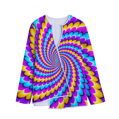 Spiral Colors Moving Optical Illusion Long Sleeve Short Coat