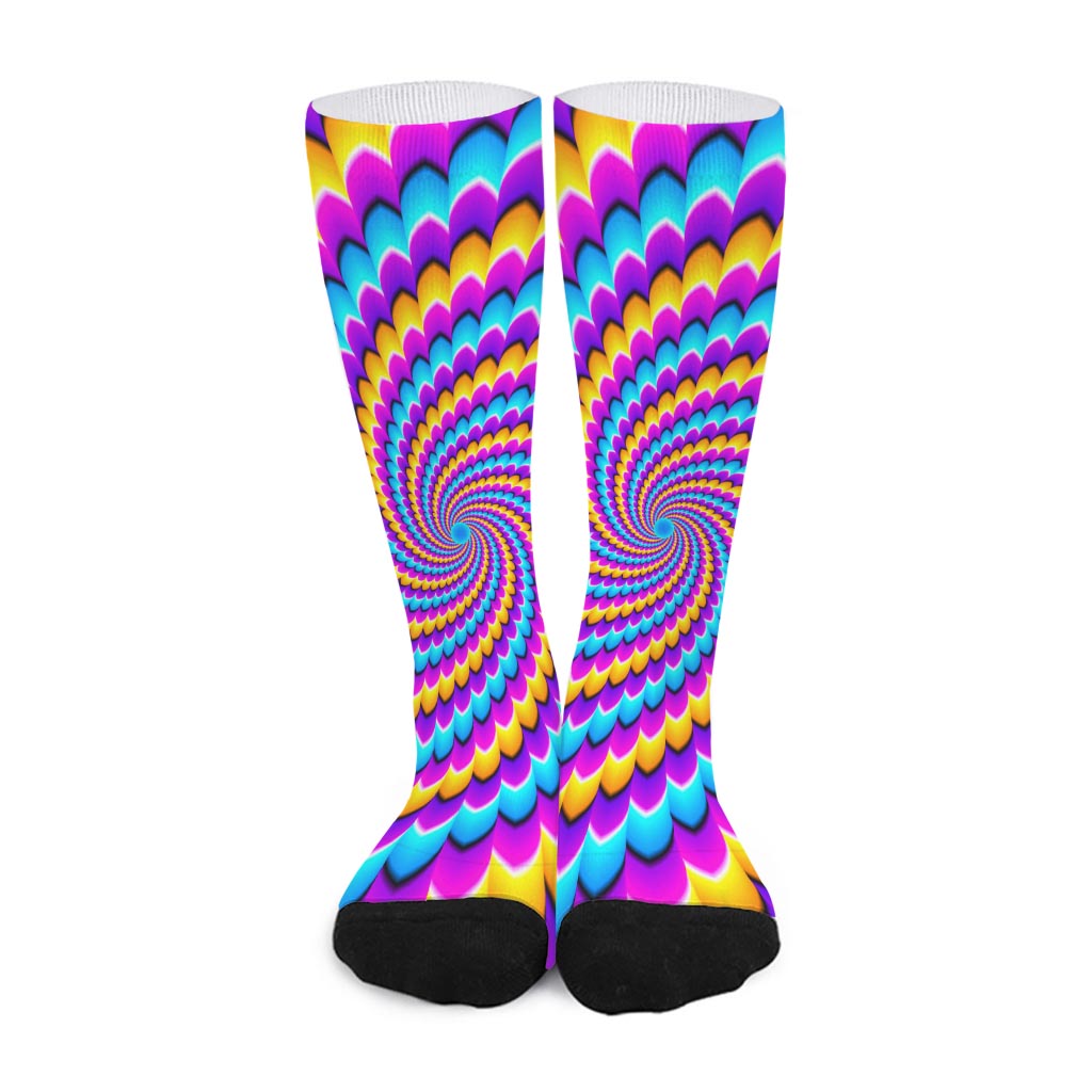 Spiral Colors Moving Optical Illusion Long Socks