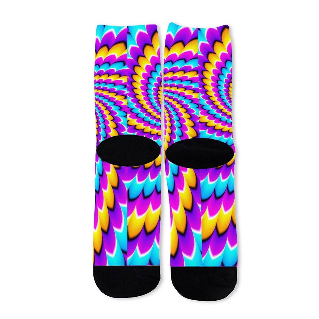 Spiral Colors Moving Optical Illusion Long Socks