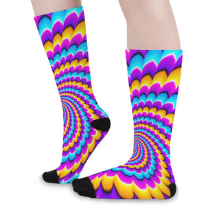 Spiral Colors Moving Optical Illusion Long Socks