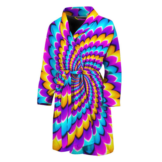 Spiral Colors Moving Optical Illusion Men's Bathrobe