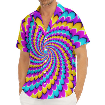 Spiral Colors Moving Optical Illusion Men's Deep V-Neck Shirt
