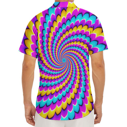 Spiral Colors Moving Optical Illusion Men's Deep V-Neck Shirt