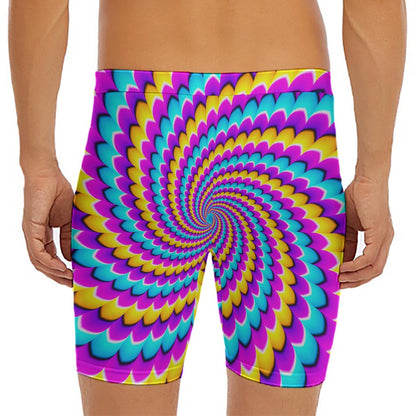 Spiral Colors Moving Optical Illusion Men's Long Boxer Briefs