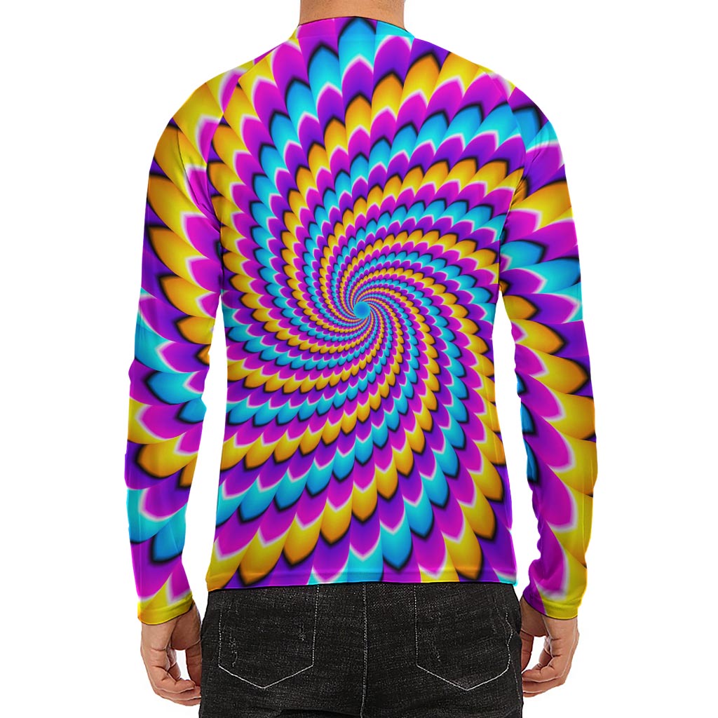 Spiral Colors Moving Optical Illusion Men's Long Sleeve Rash Guard