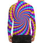 Spiral Colors Moving Optical Illusion Men's Long Sleeve Rash Guard