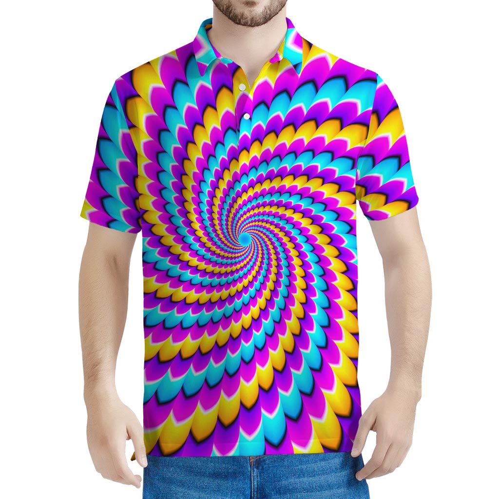 Spiral Colors Moving Optical Illusion Men's Polo Shirt