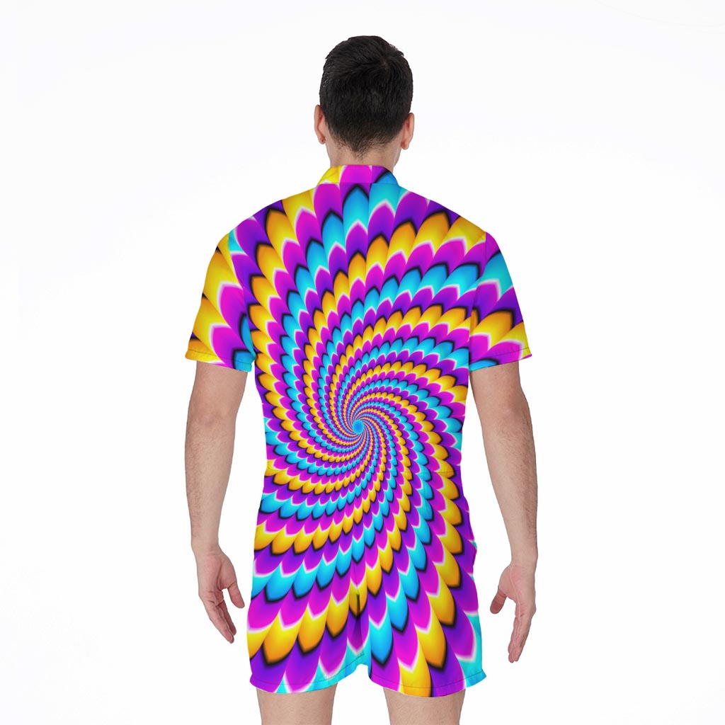 Spiral Colors Moving Optical Illusion Men's Rompers