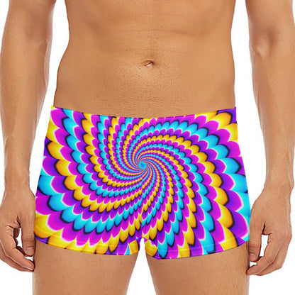 Spiral Colors Moving Optical Illusion Men's Short Boxer Briefs