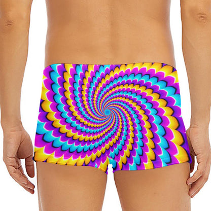 Spiral Colors Moving Optical Illusion Men's Short Boxer Briefs