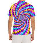 Spiral Colors Moving Optical Illusion Men's Short Sleeve Rash Guard
