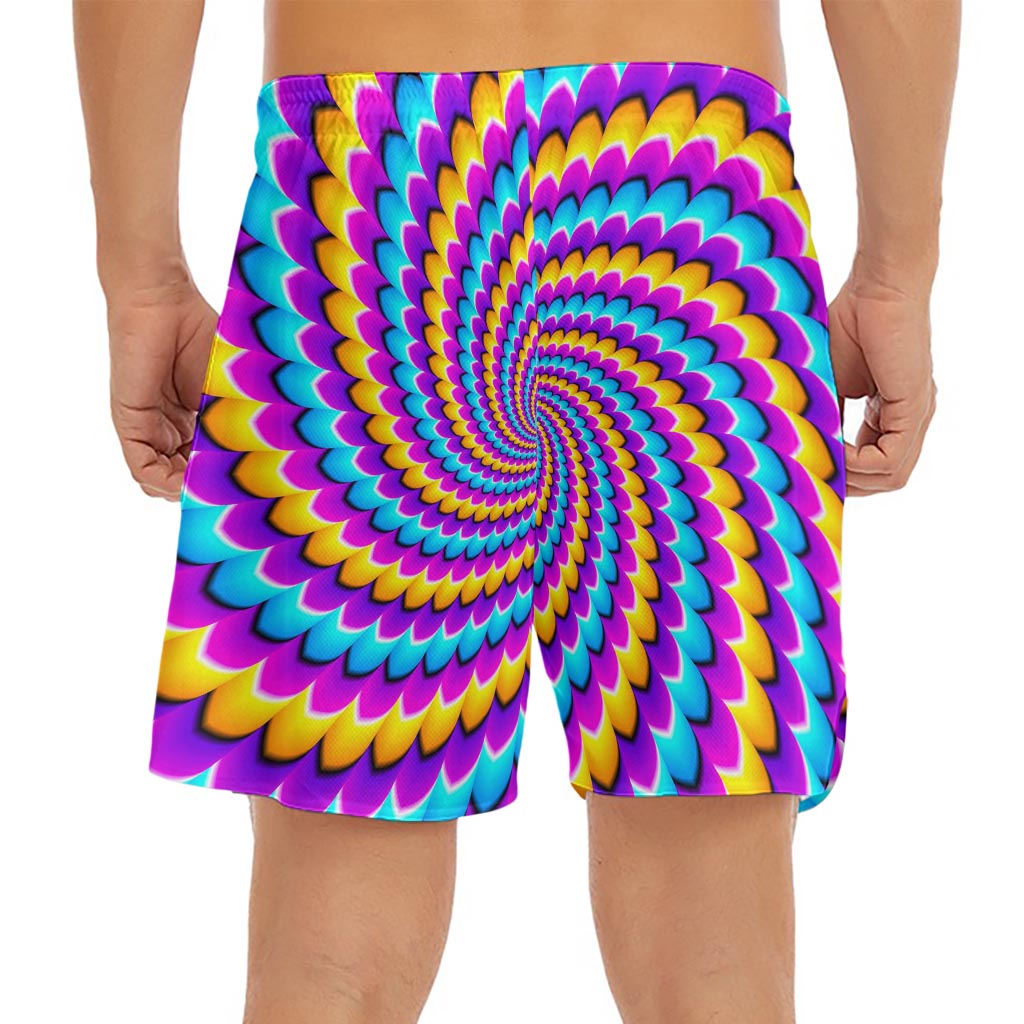 Spiral Colors Moving Optical Illusion Men's Split Running Shorts