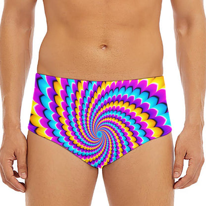 Spiral Colors Moving Optical Illusion Men's Triangle Swim Briefs