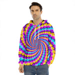 Spiral Colors Moving Optical Illusion Men's Velvet Pullover Hoodie