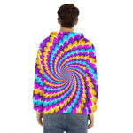 Spiral Colors Moving Optical Illusion Men's Velvet Pullover Hoodie