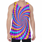 Spiral Colors Moving Optical Illusion Men's Velvet Tank Top