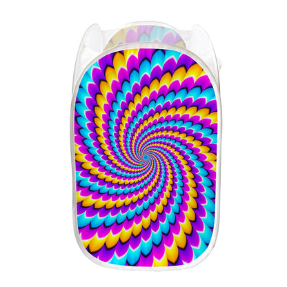 Spiral Colors Moving Optical Illusion Mesh Laundry Hamper