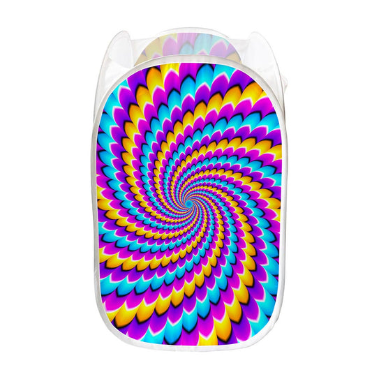Spiral Colors Moving Optical Illusion Mesh Laundry Hamper